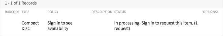 screen shot of library catalog record