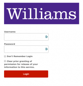 Screen shot of login screen