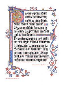 Quotation from William Blades calligraphed by Florence Brooks