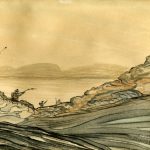 ink painting of fishermen