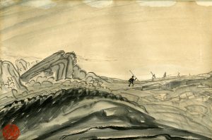 ink painting of fishermen