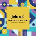 geometric background surrounds a yellow square with text inside that says 