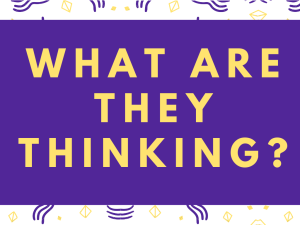 Sign for display. Title of display : What are they thinking? Faculty publications