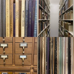 images of yearbooks, record albums, and a card catalog